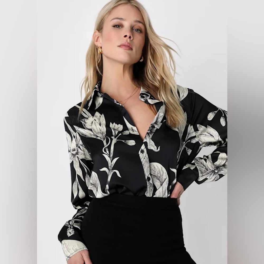 Lulus Stylish Update Long Sleeve Button-Up Top